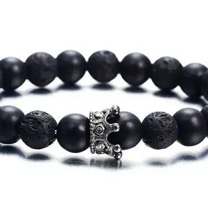 New Lava Stone and Crown Bracelet